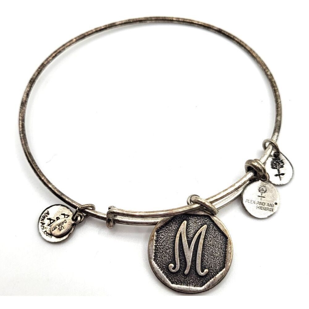 Alex & Ani Silvertone "M" Bracelet Healing Energy Infused 2018